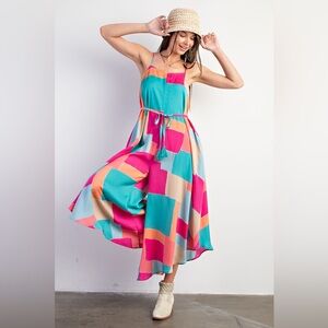 #71 New! Easel Color-block Wide Leg Jumper